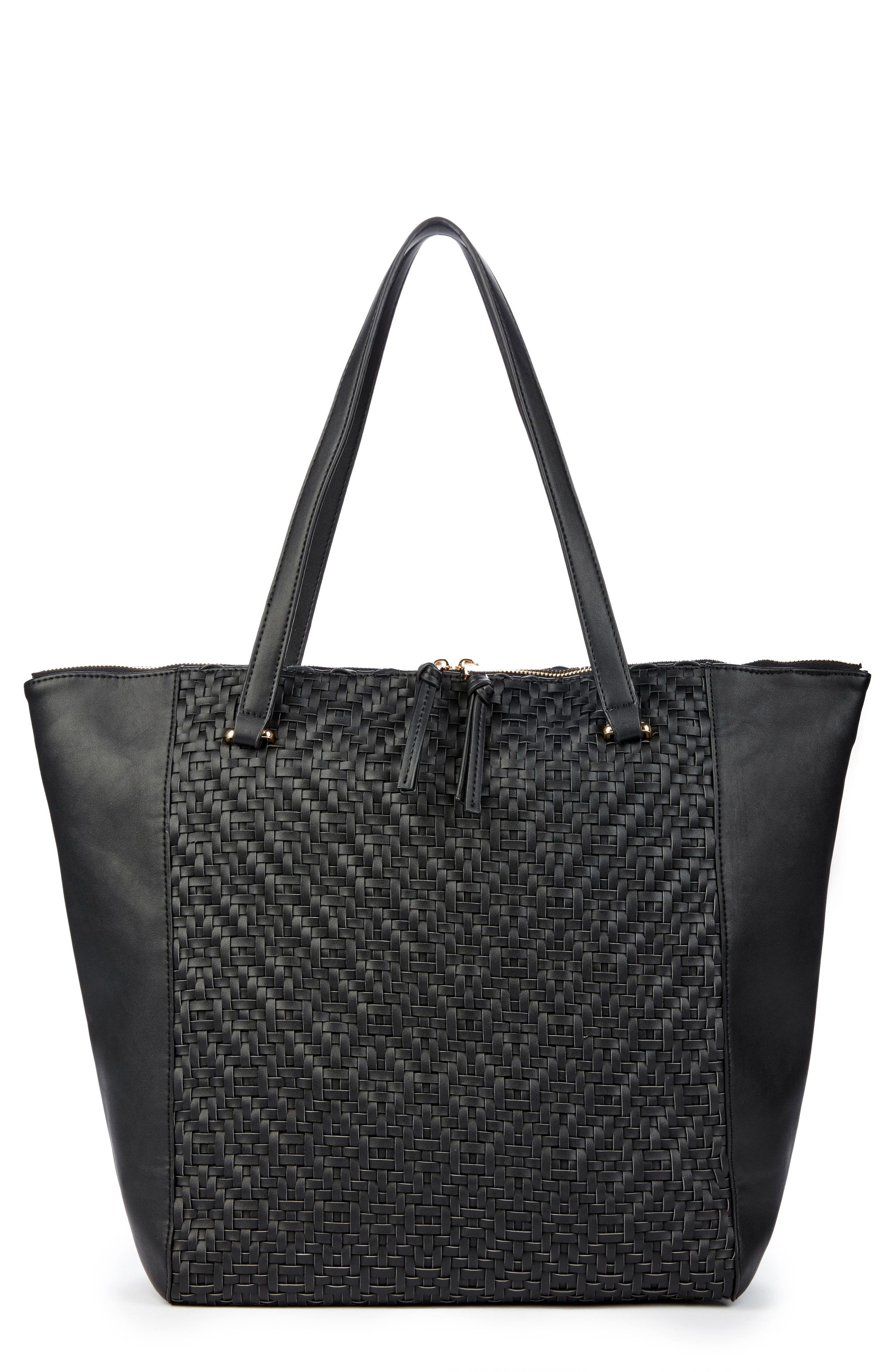 Sole Society Woven Faux Leather Tote, Main, color, 