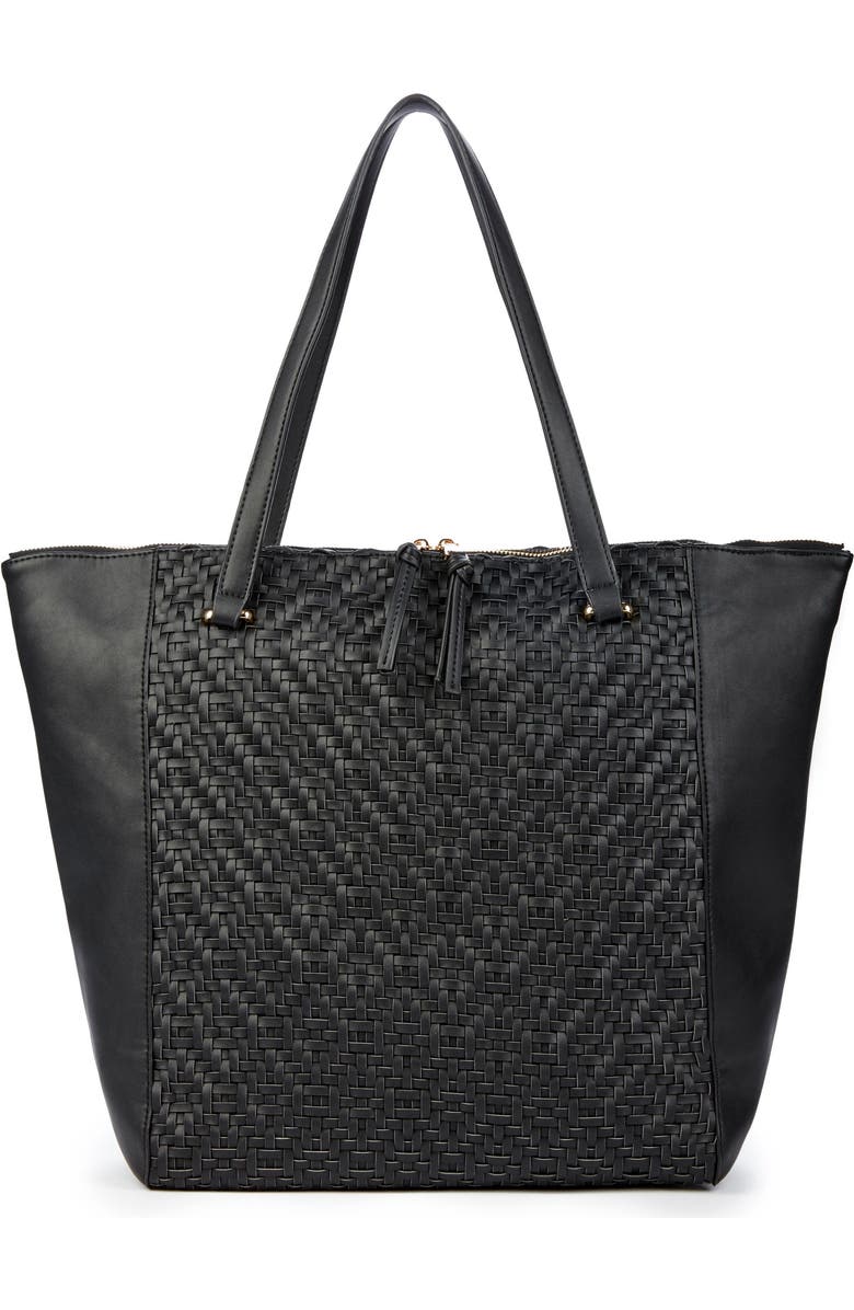 Sole Society Woven Faux Leather Tote, Main, color,