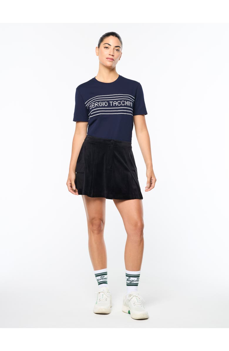 Sergio Tacchini Adele Velour Skirt, Alternate, color, Black Beauty