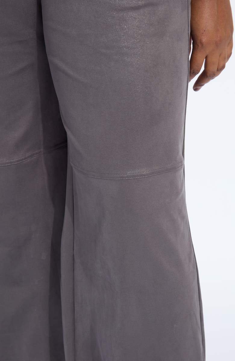 Lysse Amina Foil Ankle Wide Leg Faux Suede Pants, Alternate, color, Liquid Charcoal