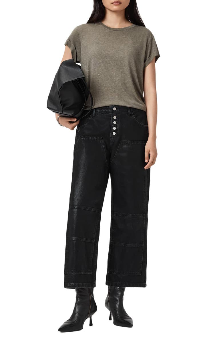 AllSaints Anna Shimmer T-Shirt, Alternate, color, Khaki Green