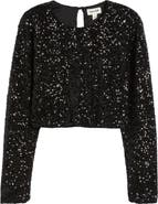 Open Edit Crop Sequin Top