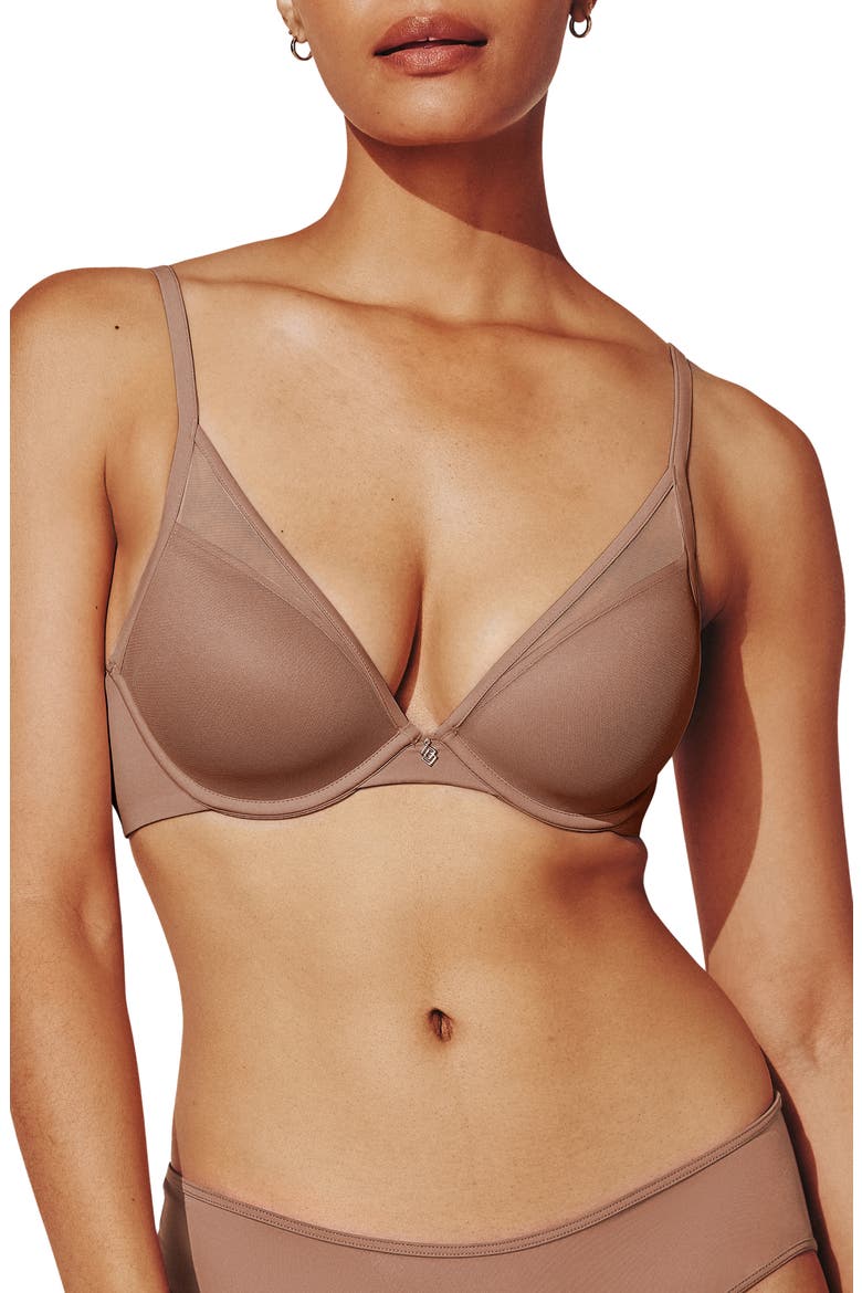24/7® Classic Uplift Plunge Underwire Bra, Main, color, MOCHA