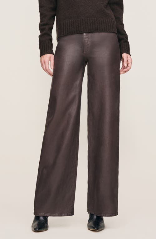 Dl1961 Hepburn Coated High Waist Wide Leg Jeans In Brown