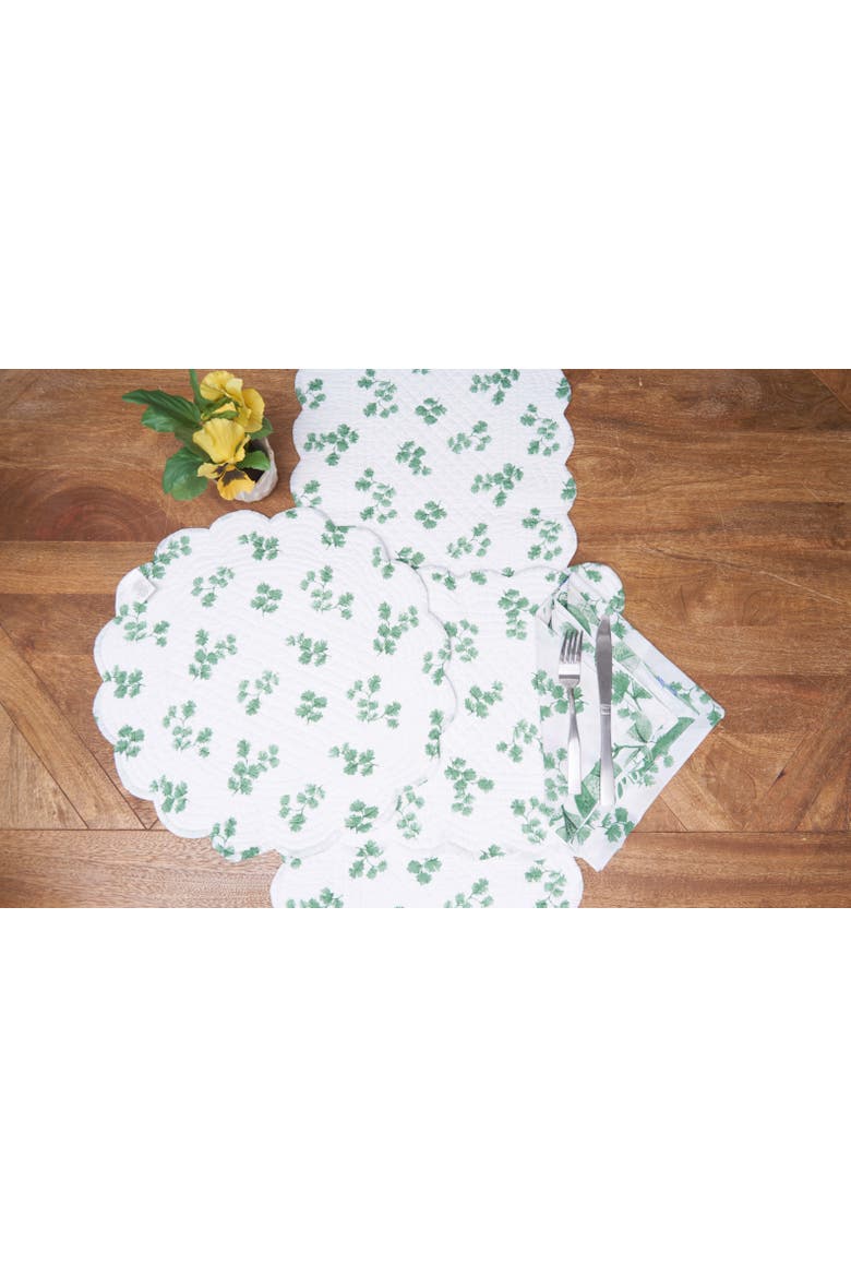 Marcy Blooms Rectangle Cotton Table Runner 14" x 51" Floral Design All Seasons Kitchen Dining Dinner Table Tablerunner Decor Decoration, Alternate, color, Green