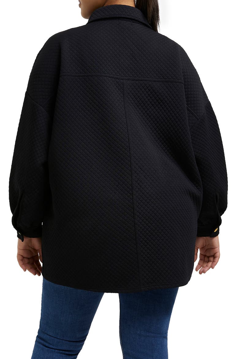 Quilted Button-Up Shacket, Alternate, color, BLACK