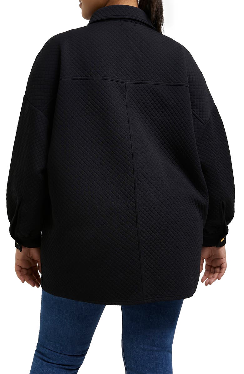 River Island Quilted Button-Up Shacket, Alternate, color, 