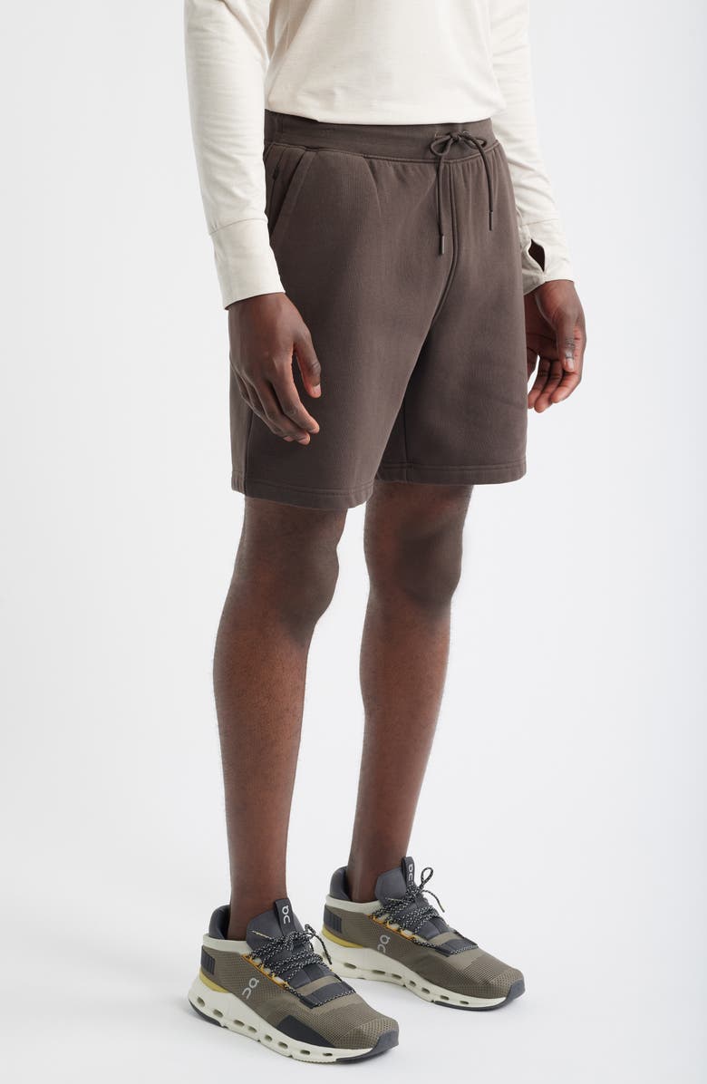 Zella Vital Fleece Performance Shorts, Alternate, color, Brown Mulch