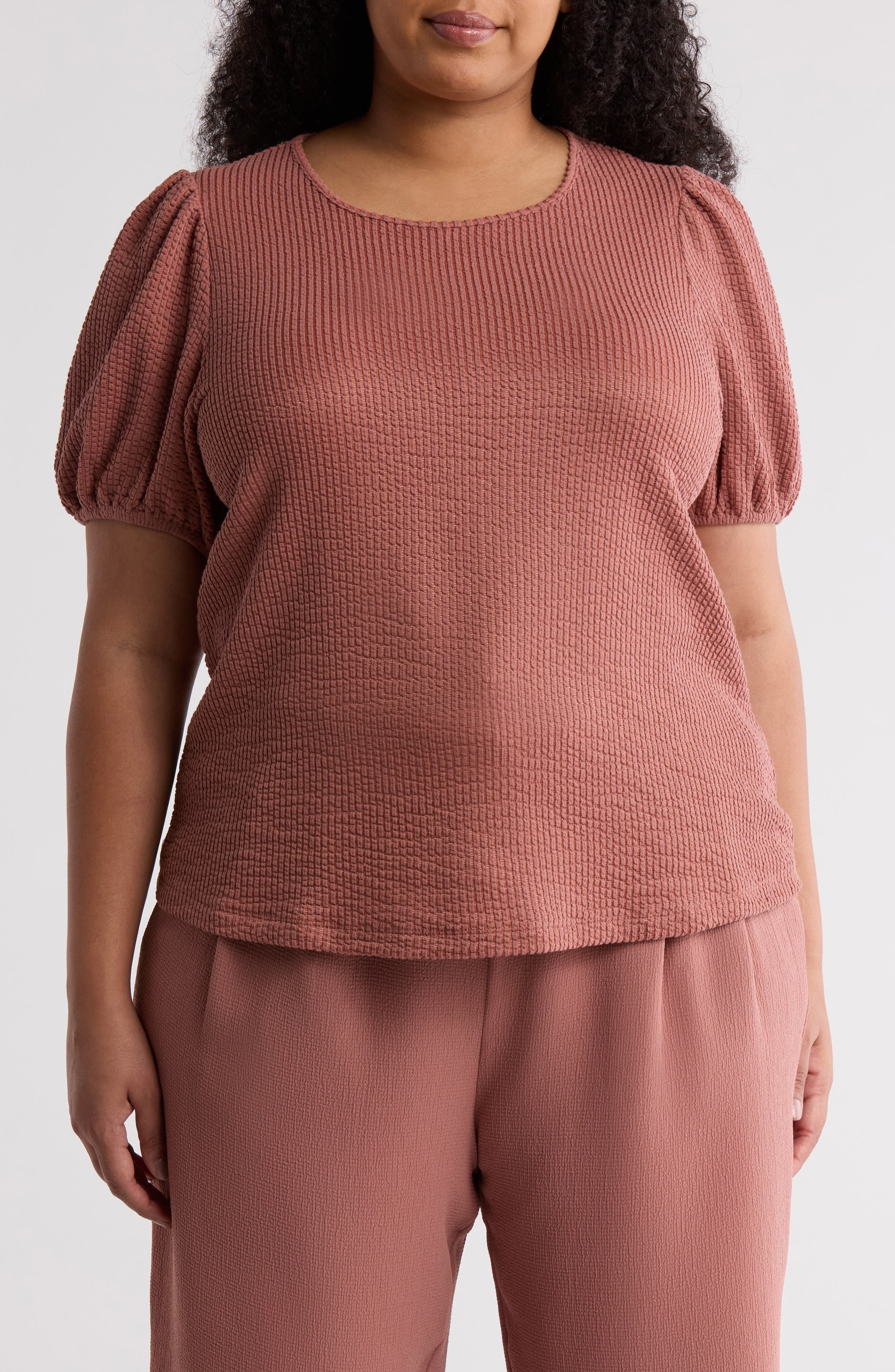 DR2 by Daniel Rainn Textured Puff Sleeve T-Shirt