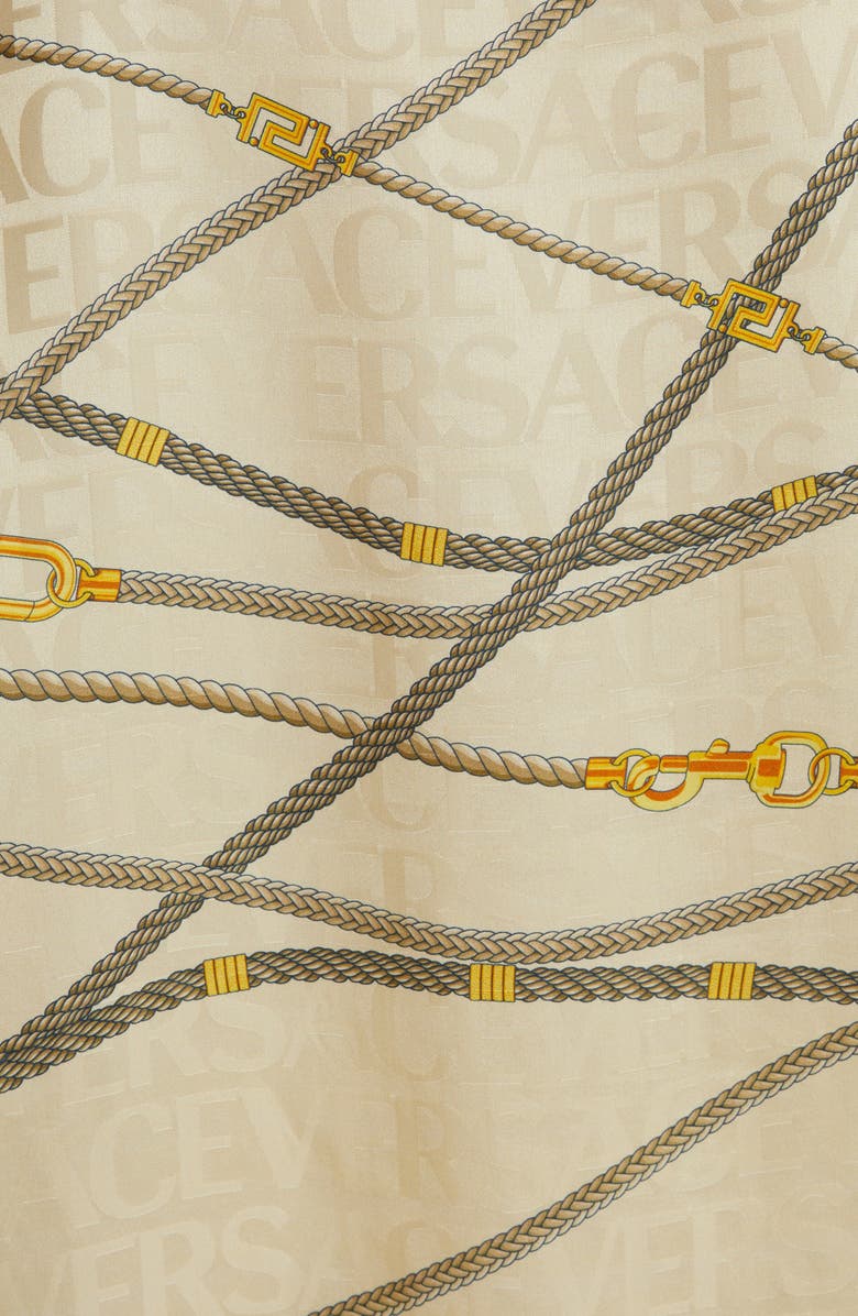 Versace Rope Logo Print Satin Button-Up Shirt, Alternate, color, 