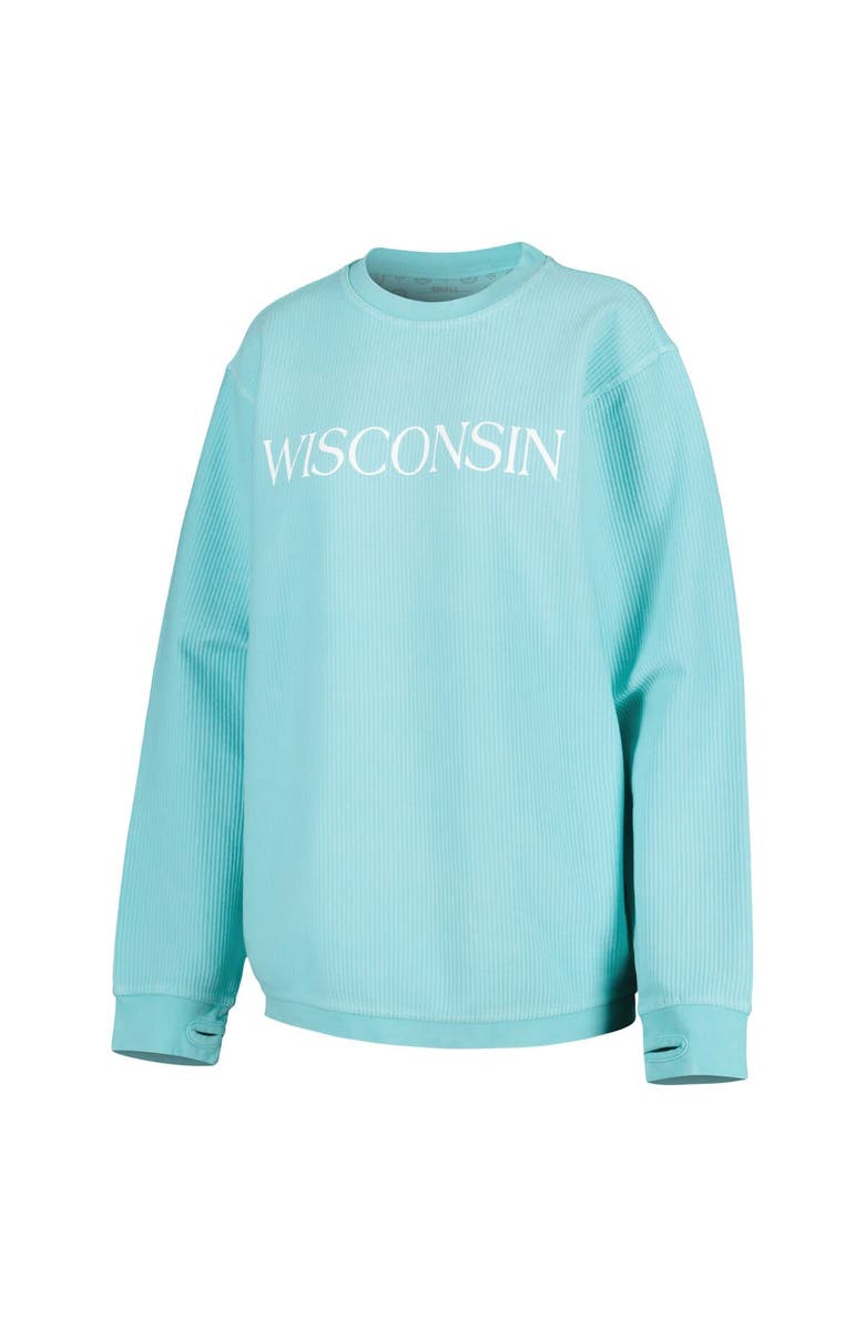 PRESSBOX Women's Pressbox Mint Wisconsin Badgers Comfy Cord Bar Print Pullover Sweatshirt, Alternate, color, Mint
