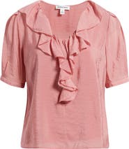 Nordstrom Ruffle Crinkle Semisheer Top