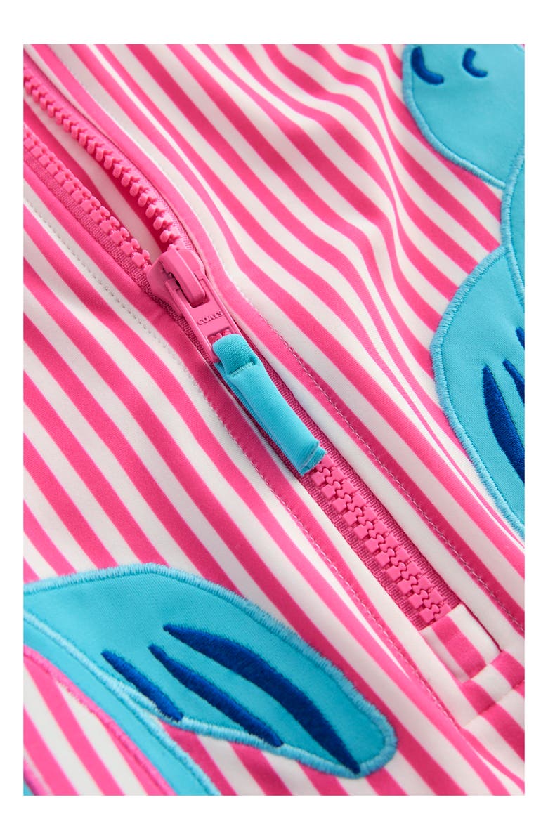 Mini Boden Kids' Long Sleeve One-Piece Swimsuit, Alternate, color, Carmine Rose Turtles