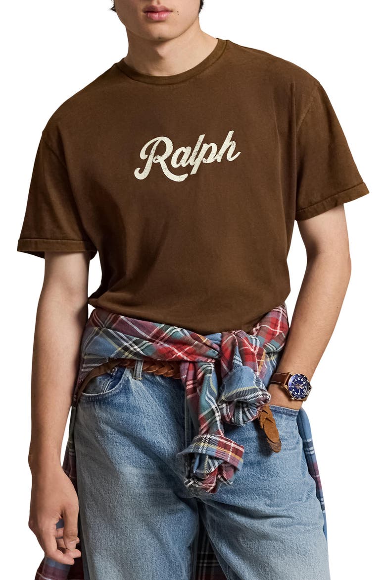 Ralph Script Graphic T-Shirt, Main, color, BROWN