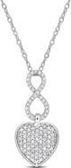 DELMAR Sterling Silver Pavé Diamond Infinity Heart Pendant Necklace - 0.24ct.