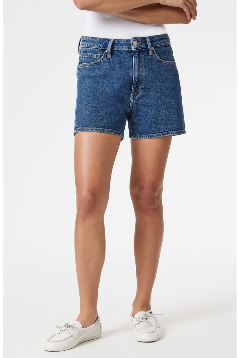 Heidi High Waist Denim Shorts, Main, color, DARK SHADED 90S