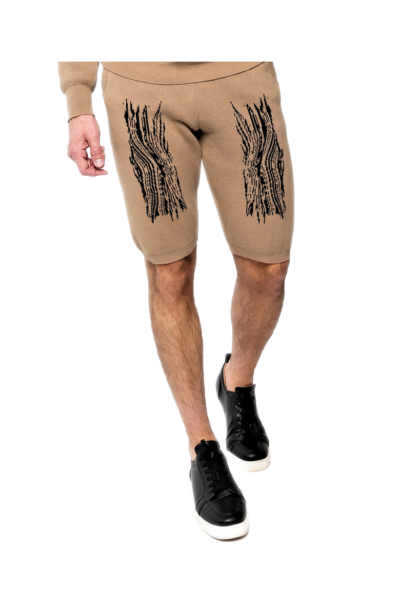 Dai Moda Men's Caviar Embroidery Print Sweater Shorts, Main, color, Wheat