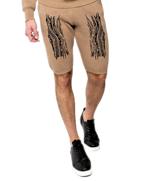Men's Caviar Embroidery Print Sweater Shorts