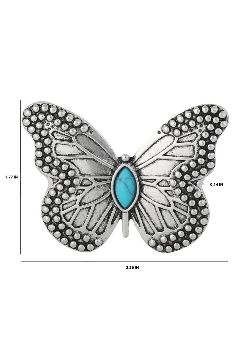 Silver Butterfly Pin with Turquoise Accent, Alternate, color, Silver, Turquoise
