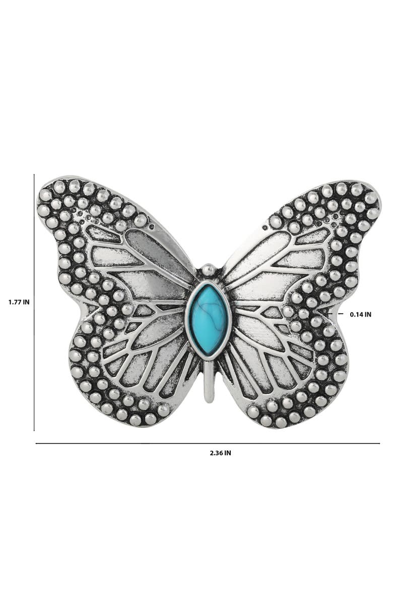 Jessica Simpson Silver Butterfly Pin with Turquoise Accent, Alternate, color, Silver, Turquoise