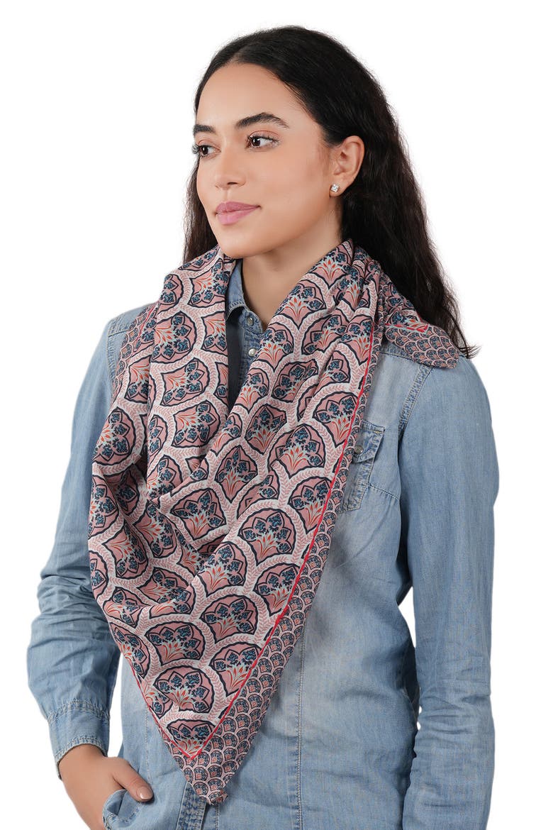 Geometric Cotton Scarf, Alternate, color, DUSTY PINK