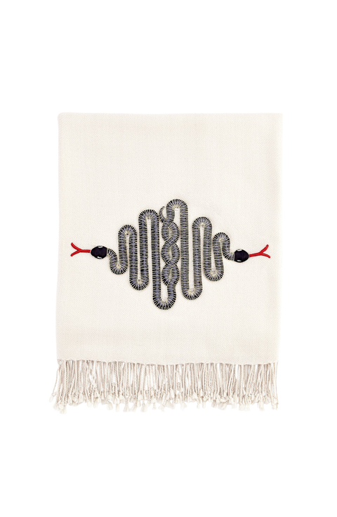 Snake Embellished Throw Blanket