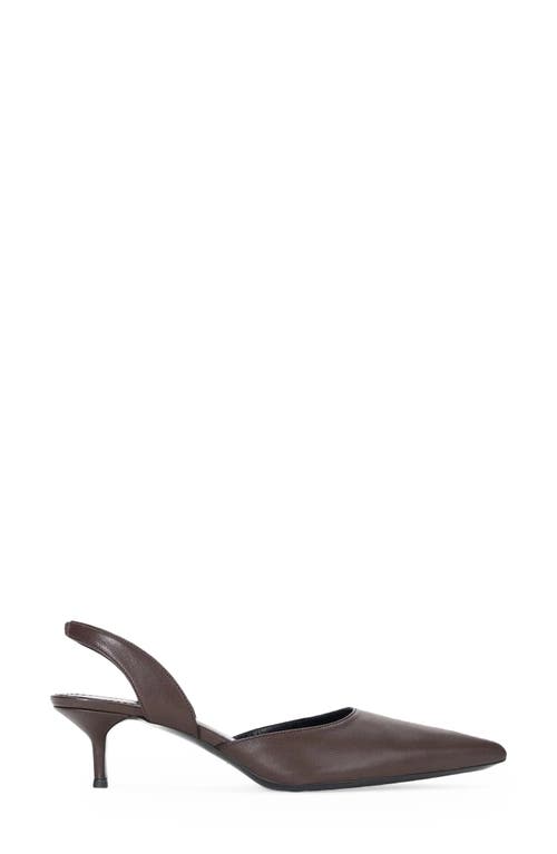 Staud Sebastian Slingback Pointed Toe Kitten Heel Pump In Brown