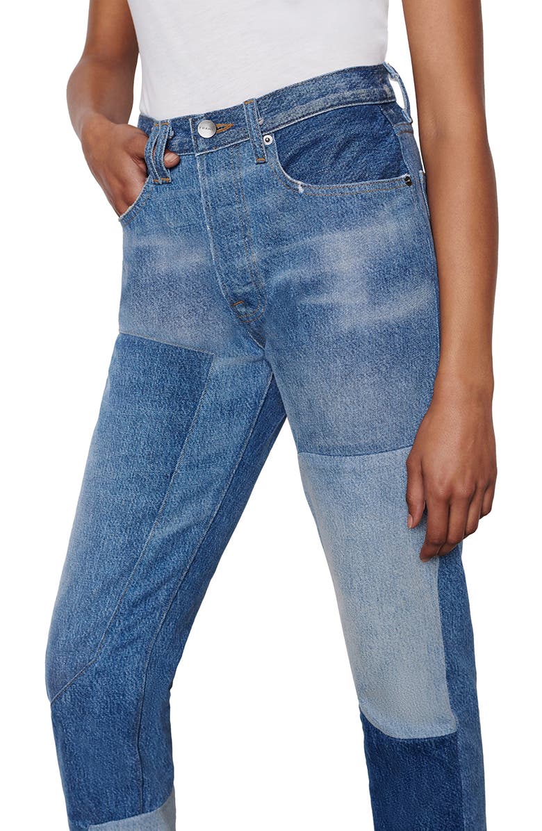 FRAME Le Original Unmatched Ankle Straight Leg Patchwork Jeans, Alternate, color,