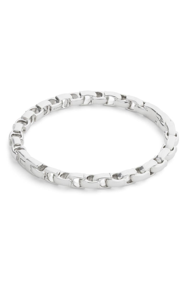 Signature Hinged Bangle, Main, color, RHODIUM