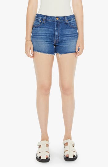 Mother The Dodger Frayed Denim Shorts In Blue