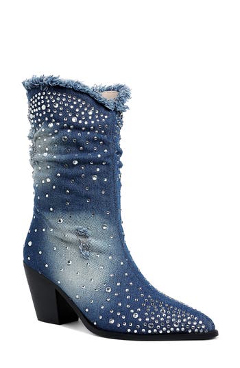 London Rag Savant Pointed Toe Bootie In Blue