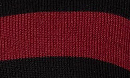 Edikted Shyrah Stripe Oversize Knit Crop Top In Burgundy-and-black