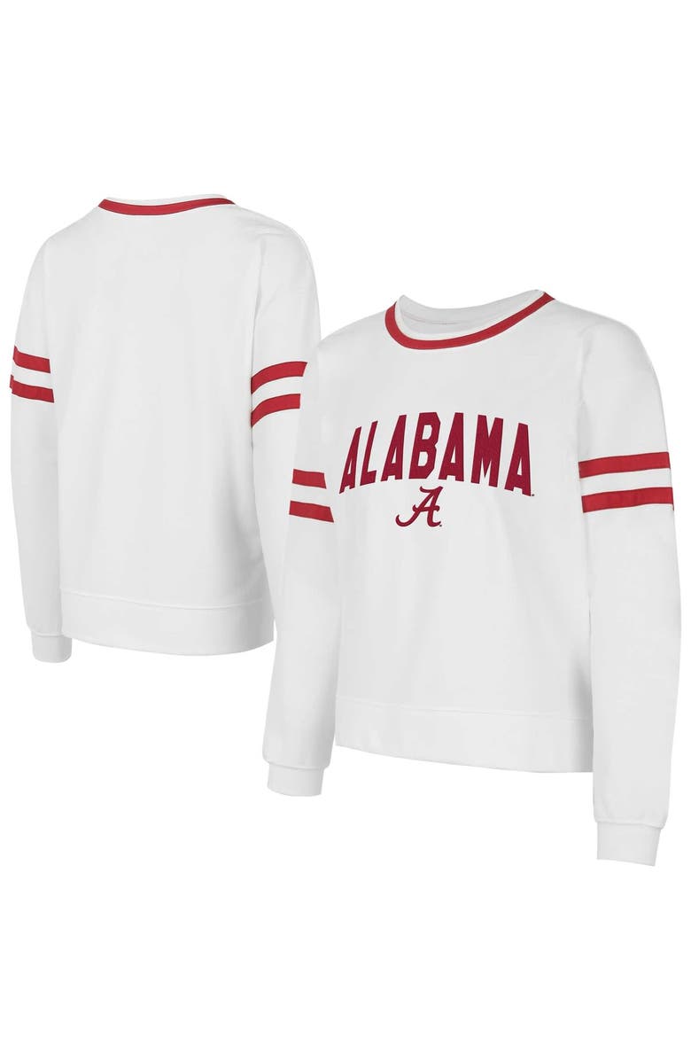 CONCEPTS SPORT Women's Concepts Sport  White Alabama Crimson Tide Borough French Terry Arch Over Long Sleeve T-Shirt, Main, color, White