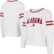 CONCEPTS SPORT Women's Concepts Sport  White Alabama Crimson Tide Borough French Terry Arch Over Long Sleeve T-Shirt