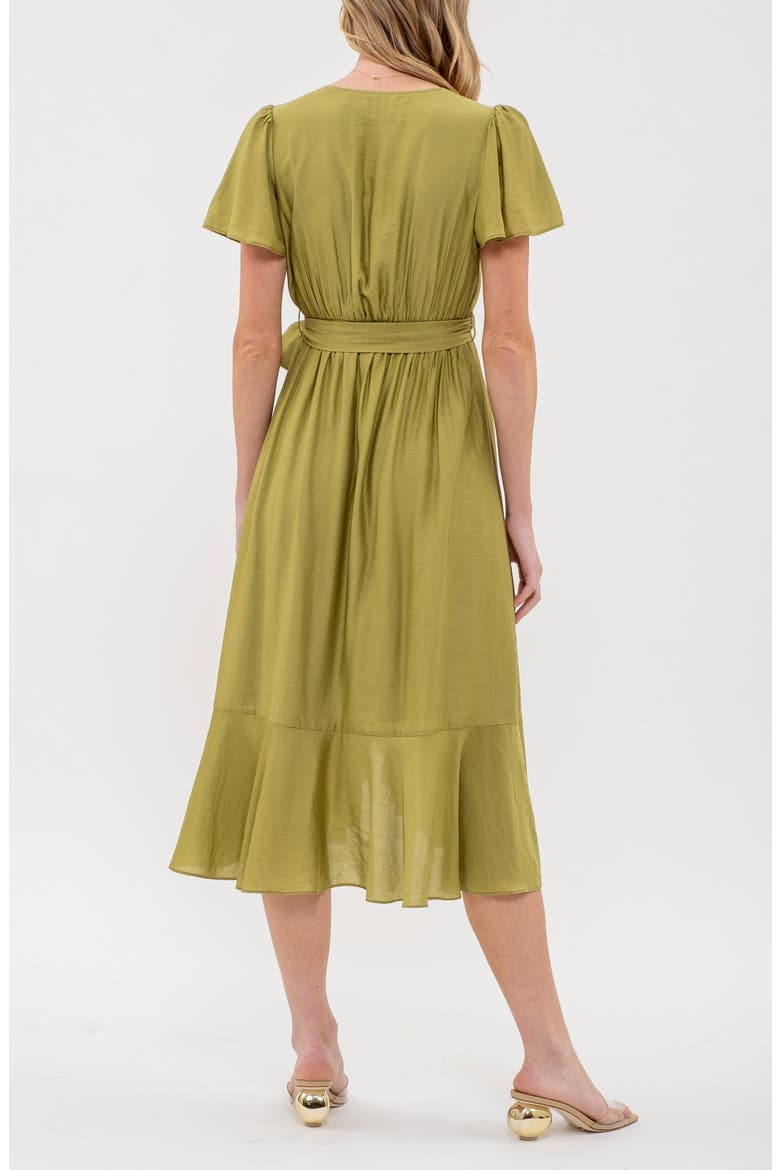 Faux Wrap Midi Dress, Alternate, color, OLIVE