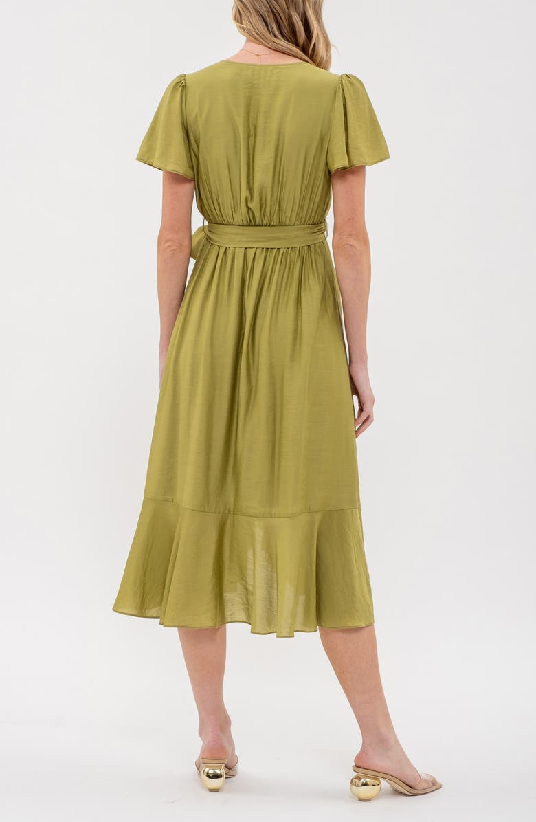 AUGUST SKY Faux Wrap Midi Dress, Alternate, color, Olive