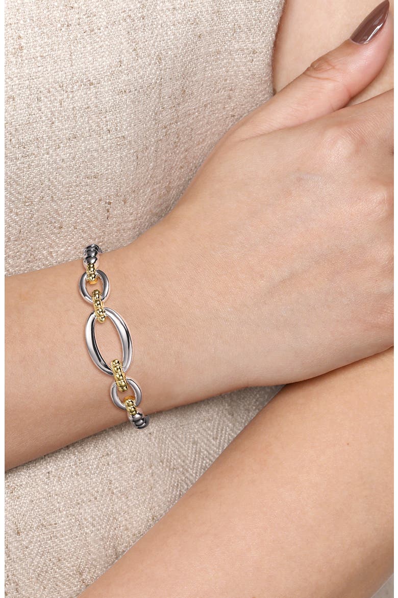 Bujukan Sterling Silver & 14K Gold Open Bangle Bracelet, Alternate, color, SILVER/ 14K YELLOW GOLD