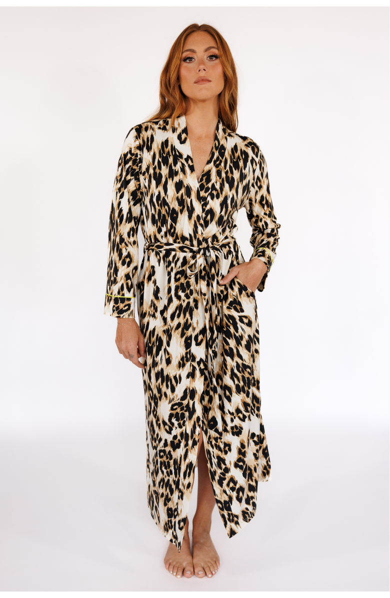 In My Sundays Long Robe, Main, color, Luxe Leopard With Lime Piping