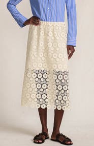 Lands' End Lace Overlay Midi Skirt