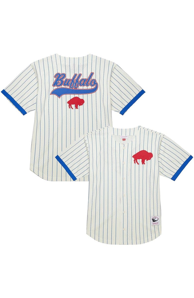 Mitchell 
Ness Men
s Mitchell 
Ness  Cream Buffalo Bills Vintage Logo Final Seconds Full-Button Mesh Top, Main, color, Cream
