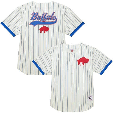 Men's Mitchell & Ness  Cream Buffalo Bills Vintage Logo Final Seconds Full-Button Mesh Top
