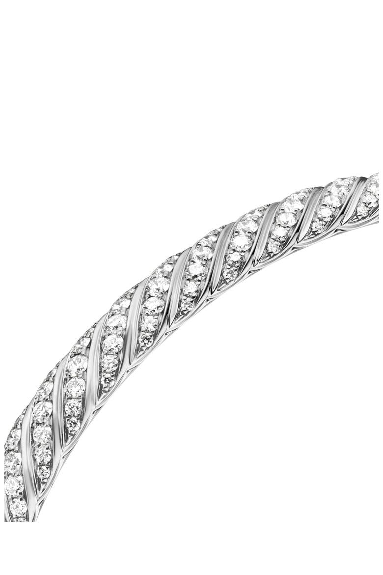 Sculpted Cable Bangle Bracelet with Diamonds, 4.6mm, Alternate, color, 18K WHITE GOLD/ DIAMOND