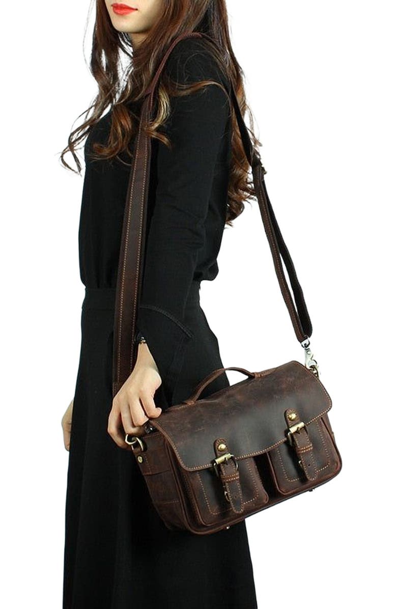 STEEL HORSE LEATHER The Faust Leather Camera Bag | Crossbody Vintage Camera Messenger Bag, Alternate, color, Brown
