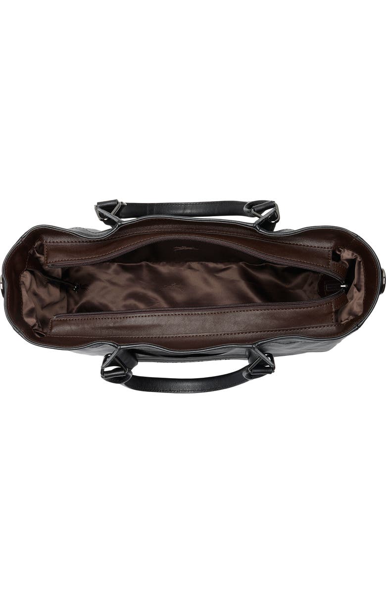 Longchamp LC3D Zip Top Medium Leather Tote Bag, Alternate, color, Black