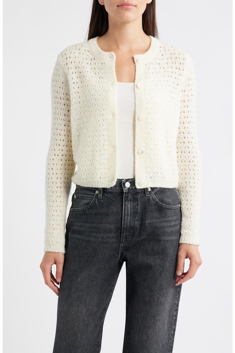 The Chenille Open Stitch Cardigan, Main, color, CREAM