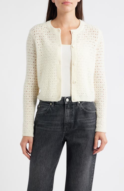 Frame The Chenille Open Stitch Cardigan In White