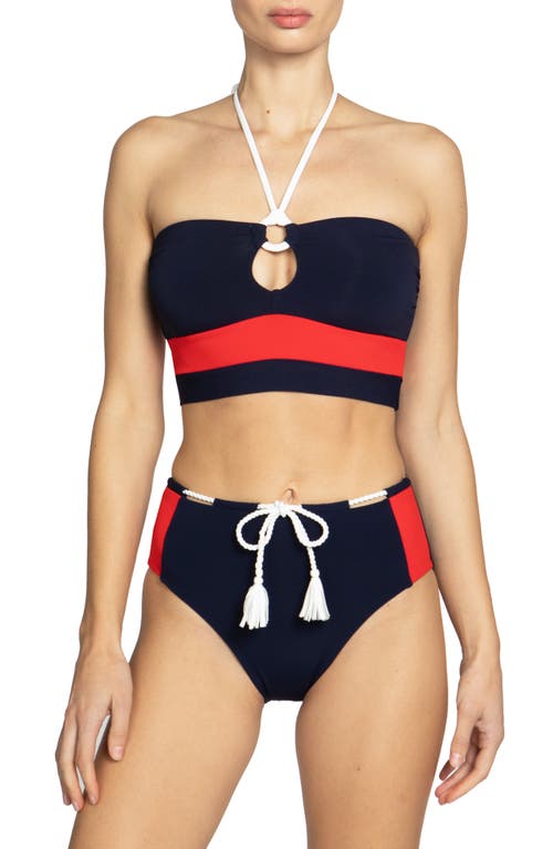 Robin Piccone Babe Bandeau Bikini Top in Navy Combo at Nordstrom, Size X-Small