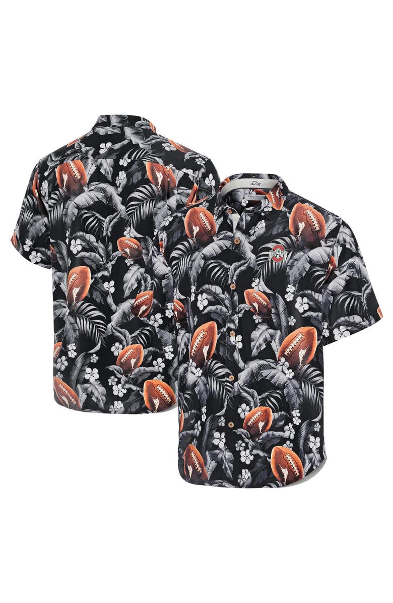 Tommy Bahama Men's Tommy Bahama Black Ohio State Buckeyes Veracruz Cay First Down Blooms Button-Up Shirt, Main, color, Black