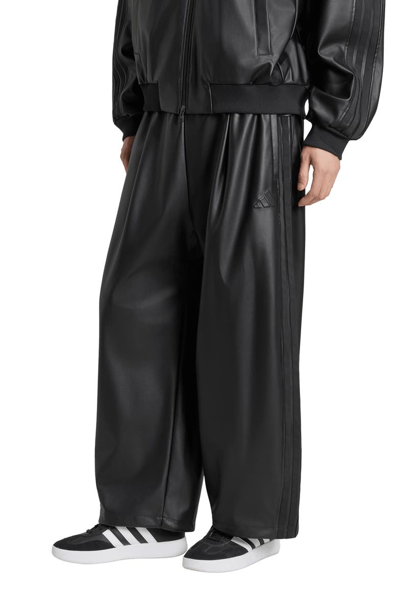 Faux Leather Wide Leg Pants, Main, color, BLACK/ BLACK