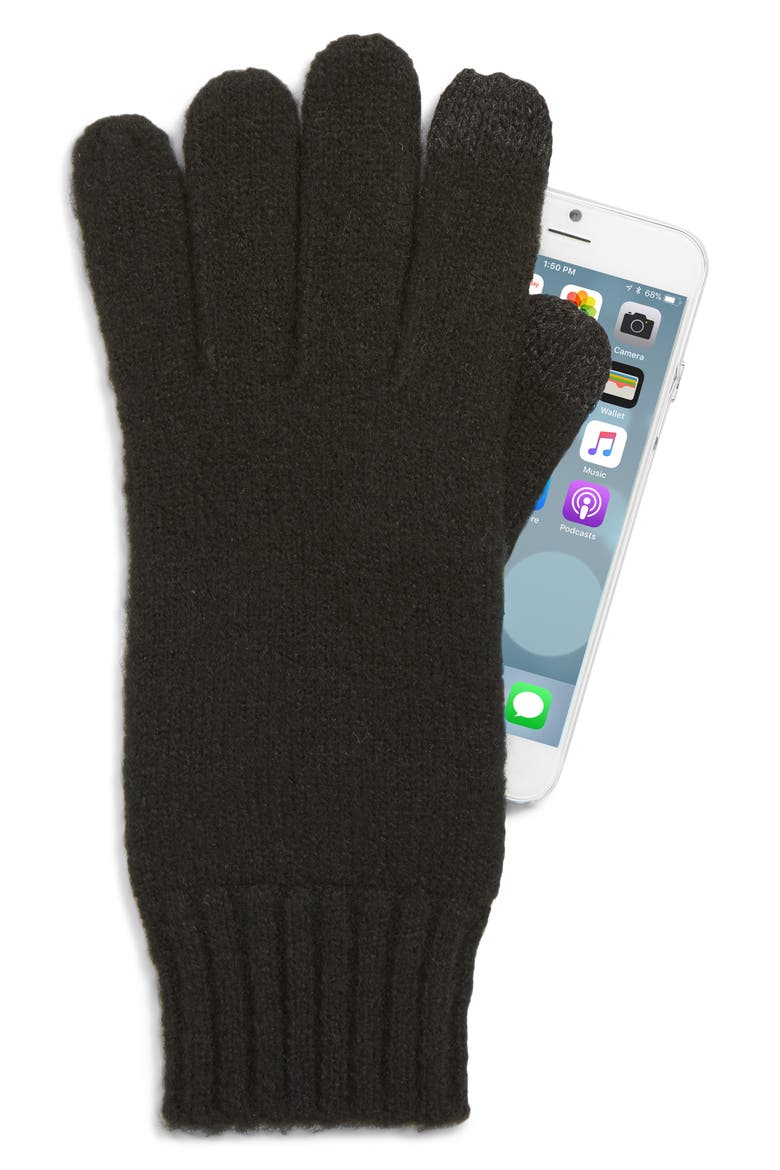 Knit Tech Gloves, Alternate, color, BLACK